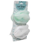Wholesale - 2pc GREEN/WHT LUXE BATH SPONGE C/P 18, UPC: 769898413032